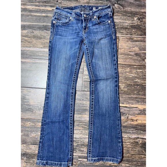 Miss Me Denim - Miss Me Jeans JP5045 Size 28 Boot Cut Embellished Cross Dark Wash Low Rise Y2K